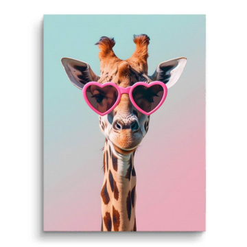 Sunglasses Giraffe Portrait Canvas Art