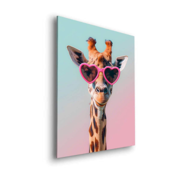 Sunglasses Giraffe Portrait Dibond Matt Art