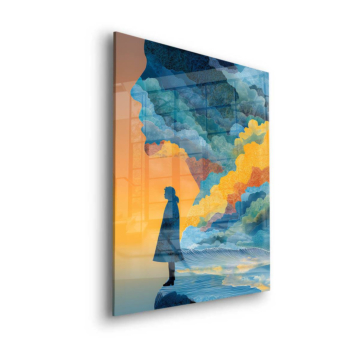 Bewölkte Küstenlandschaft mit Spiegelung - Acrylglasbild