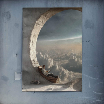 Nube surrealista en salón - póster