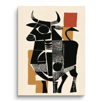 Taureau noir abstrait - tableau PVC mat