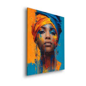 Portrait vibrant au foulard - tableau Dibond mat