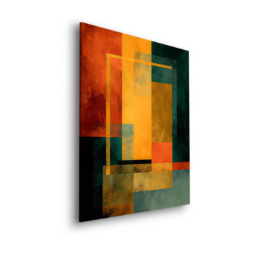 Abstrait géométrique orange et turquoise - tableau Dibond mat