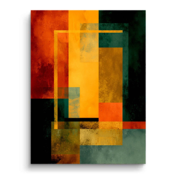 Abstrait géométrique orange et turquoise - tableau PVC mat