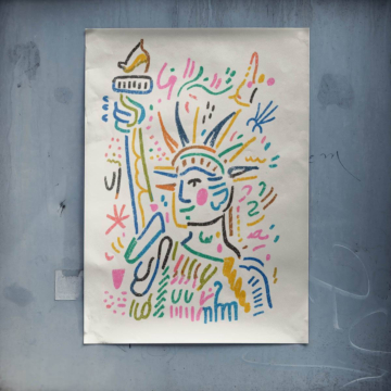 Statua Wolności w stylu doodle - plakat