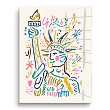 Statua Wolności w stylu doodle - obraz na PVC z połyskiem