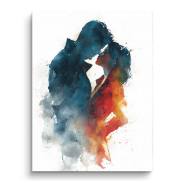 Watercolor Lovers Embrace Canvas Art