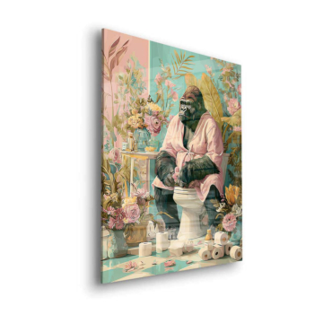 Gorilla Badezimmer Porträt - Acrylglasbild
