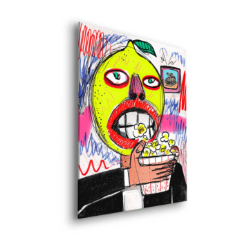 Retrato de felicidad con palomitas - cuadro Dibond mate