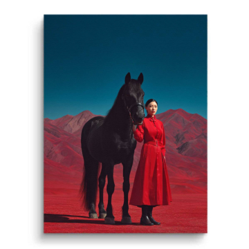 Red Desert Horsewoman Canvas Art