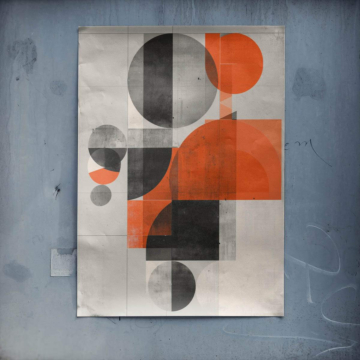 Pomarańczowo-czarna abstrakcja - plakat