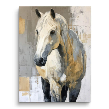 White Horse Portrait Canvas Art