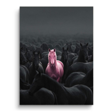 Pink Horse Crowd Canvas Art
