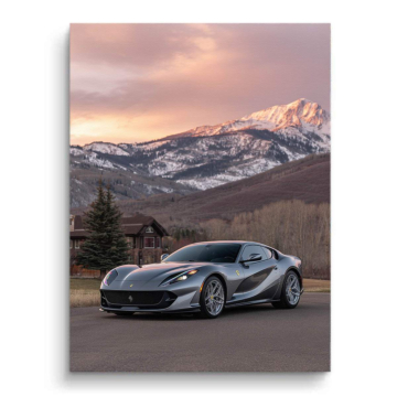 Ferrari Inspired Mountain Sports Car Canvas Art