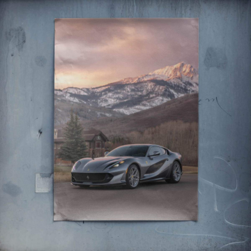 Góry samochód sportowy inspirowany Ferrari - plakat