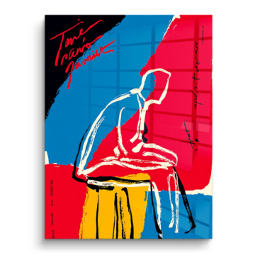 Siedząca postać w stylu pop-art - obraz na PVC z połyskiem