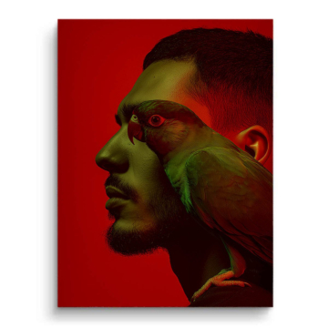 Neonowy portret z łapaczem snów - obraz na matowym PVC