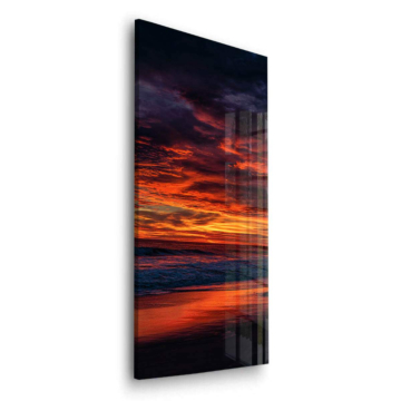 Feuriger Sonnenuntergang am Ozean - Acrylglasbild