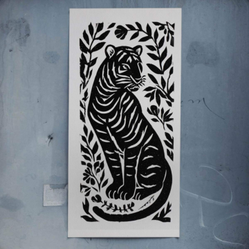 Tygrys rysunek liniowy - plakat