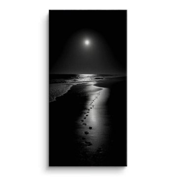 Moonlit Beach Footprints Canvas Art