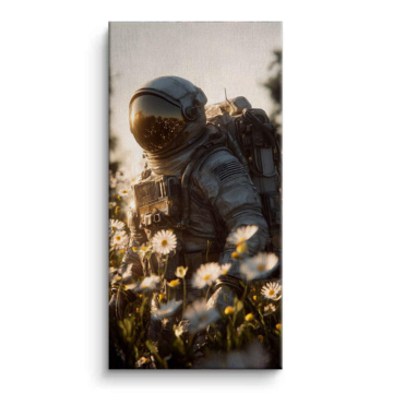 Astronaut in Flower Field Canvas Art