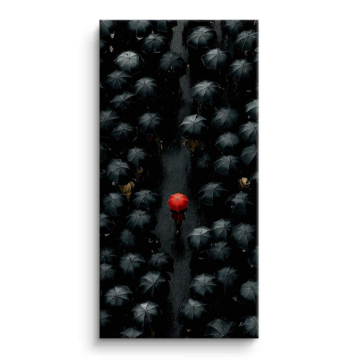 Red Umbrella Crowd Canvas Art