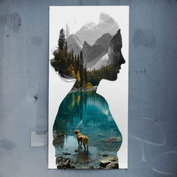 Bergsee-Silhouette - Poster