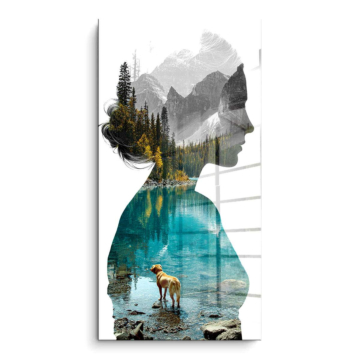 Bergsee-Silhouette - PVC-Bild glänzend