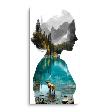 Bergsee-Silhouette - PVC-Bild matt