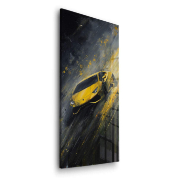 Gelber Supersportwagen inspiriert von Lamborghini - Acrylglasbild