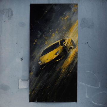Gelber Supersportwagen inspiriert von Lamborghini - Poster