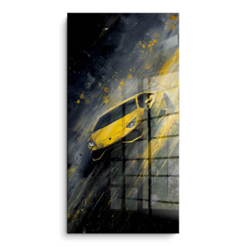 Gelber Supersportwagen inspiriert von Lamborghini - PVC-Bild glänzend