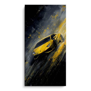 Gelber Supersportwagen inspiriert von Lamborghini - PVC-Bild matt