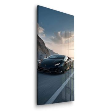 Schwarzer Supersportwagen inspiriert von Lamborghini - Acrylglasbild