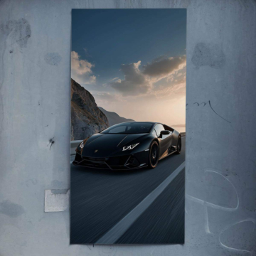 Schwarzer Supersportwagen inspiriert von Lamborghini - Poster