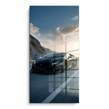 Schwarzer Supersportwagen inspiriert von Lamborghini - PVC-Bild glänzend
