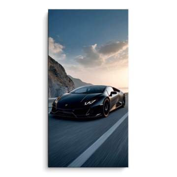 Schwarzer Supersportwagen inspiriert von Lamborghini - PVC-Bild matt