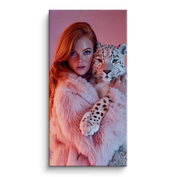 Freckled Girl with Leopard Canvas Art