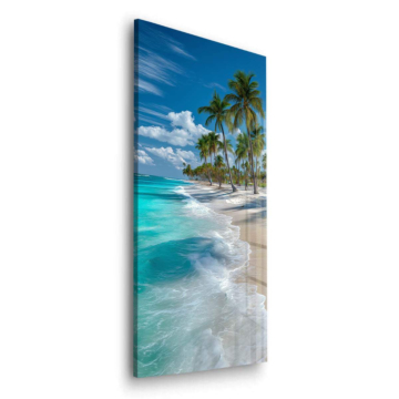 Playa tropical con palmeras - cuadro en vidrio acrílico