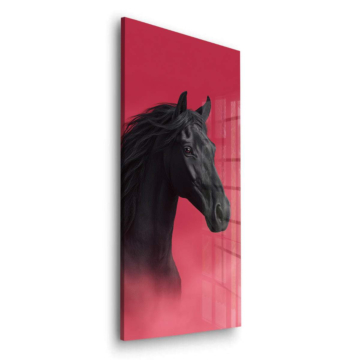 Retrato de caballo negro - cuadro en vidrio acrílico