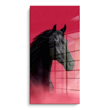 Schwarzes Pferdeporträt - PVC-Bild glänzend