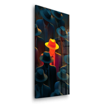 Anführer mit gelbem Hut in der Menge - Acrylglasbild