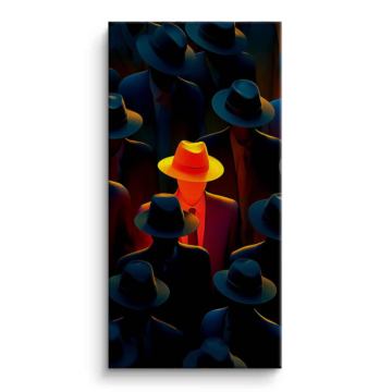 Yellow Hat Crowd Leader Canvas Art