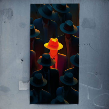 Anführer mit gelbem Hut in der Menge - Poster