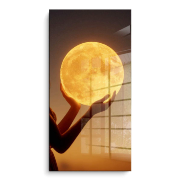 Lune tenue entre les mains - tableau PVC brillant
