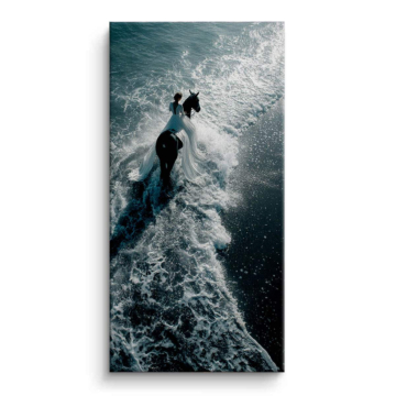 Woman Riding Horse in Ocean Canvas Art