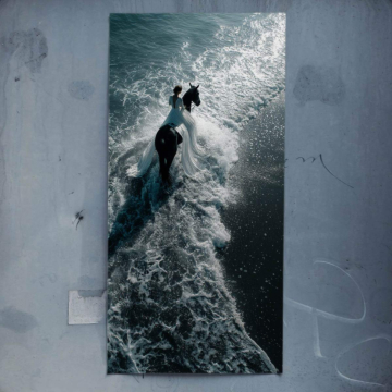 Woman Riding Horse in Ocean Poster Art