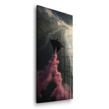 Pink Smoke Skydiver Acrylic Glass Art