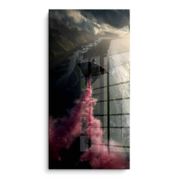 Rose fumée parachutiste - tableau PVC brillant
