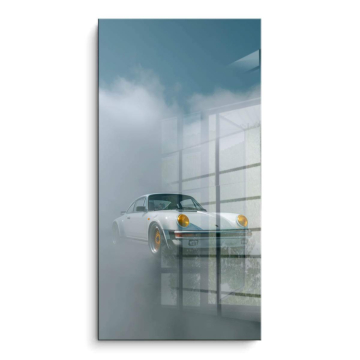 White Porsche Inspired Car PVC Gloss Art